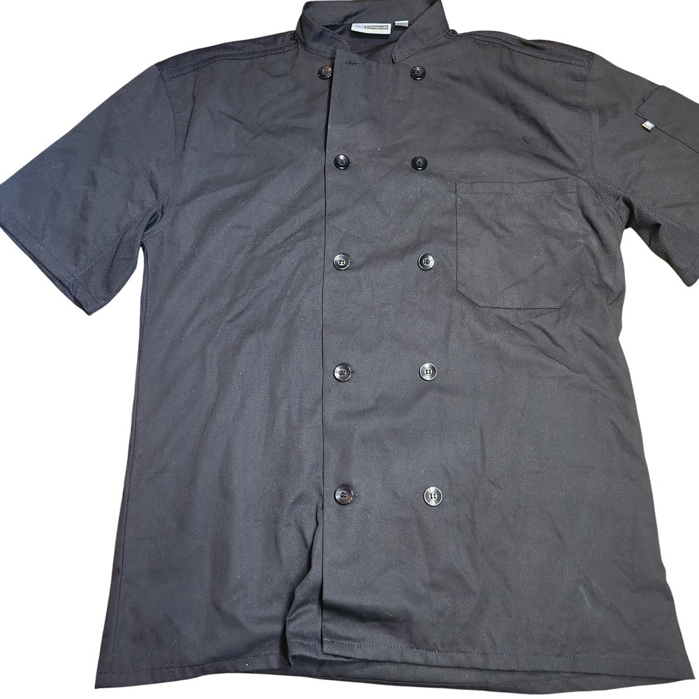 Edwards Black‎ Short Sleeve Chef Coat Double Breasted Size Medium